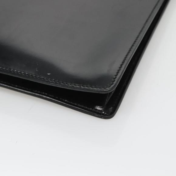 GUCCI Document case Patent leather Black Auth am8564
